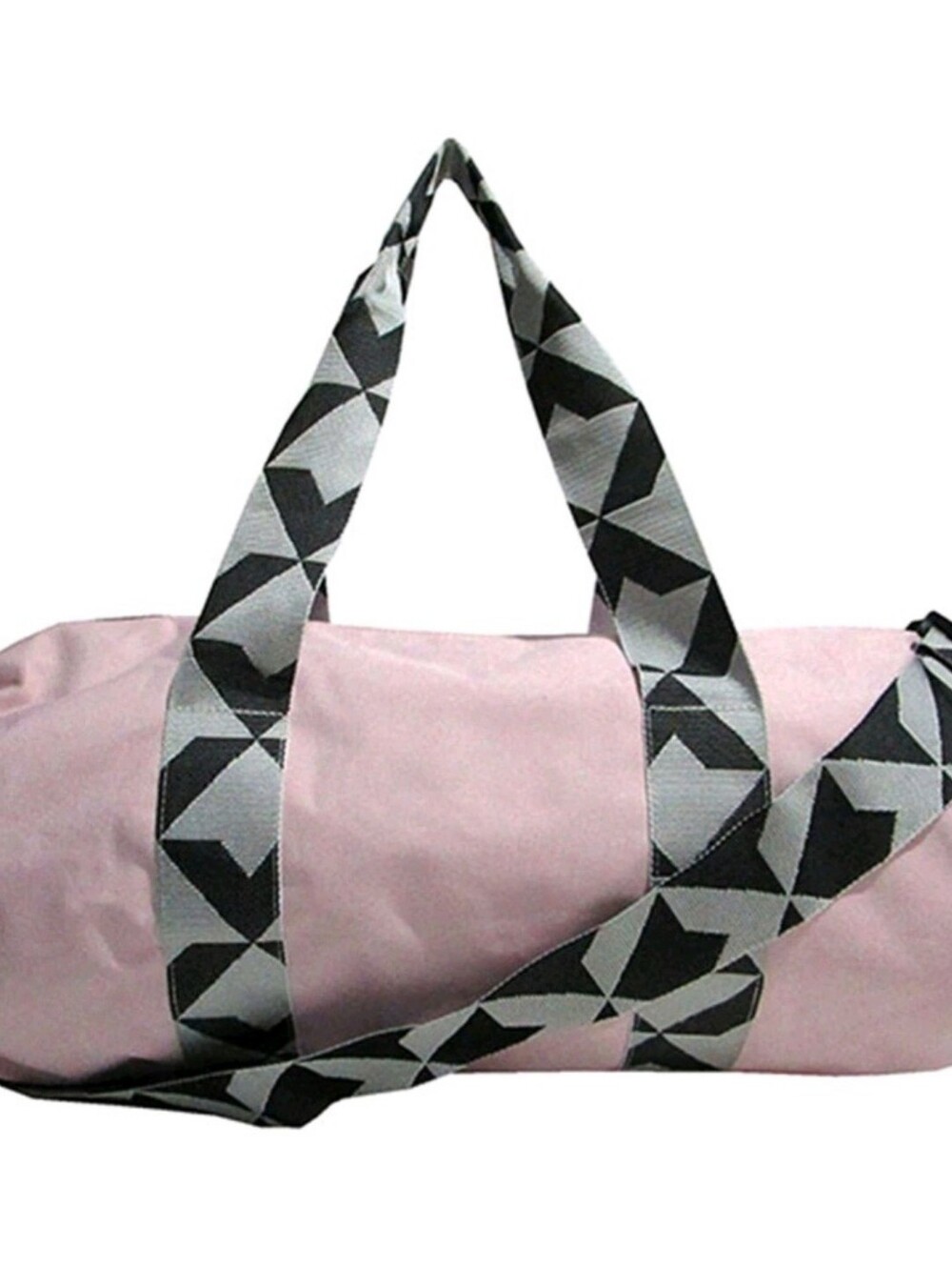 Pink Black Geometric Top Handle Straps Travel Weekender Crossbody Duffel Bag